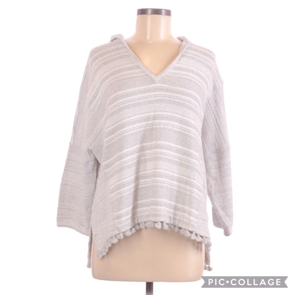 Madewell Hooded Striped Knit Poncho Sweater M/L